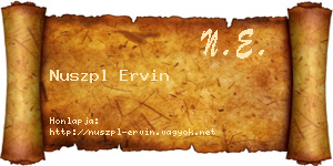Nuszpl Ervin névjegykártya